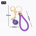 Rhinestone Fu Lucky Bag Keychain Gold Metal Charm Cord Options view 3