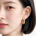 Gold-Tone Textured Ribbed Hoop Earrings 18K Plated Copper view 2