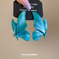 Turquoise Blue Sculpted Butterfly Stud Earrings Jewelry view 2