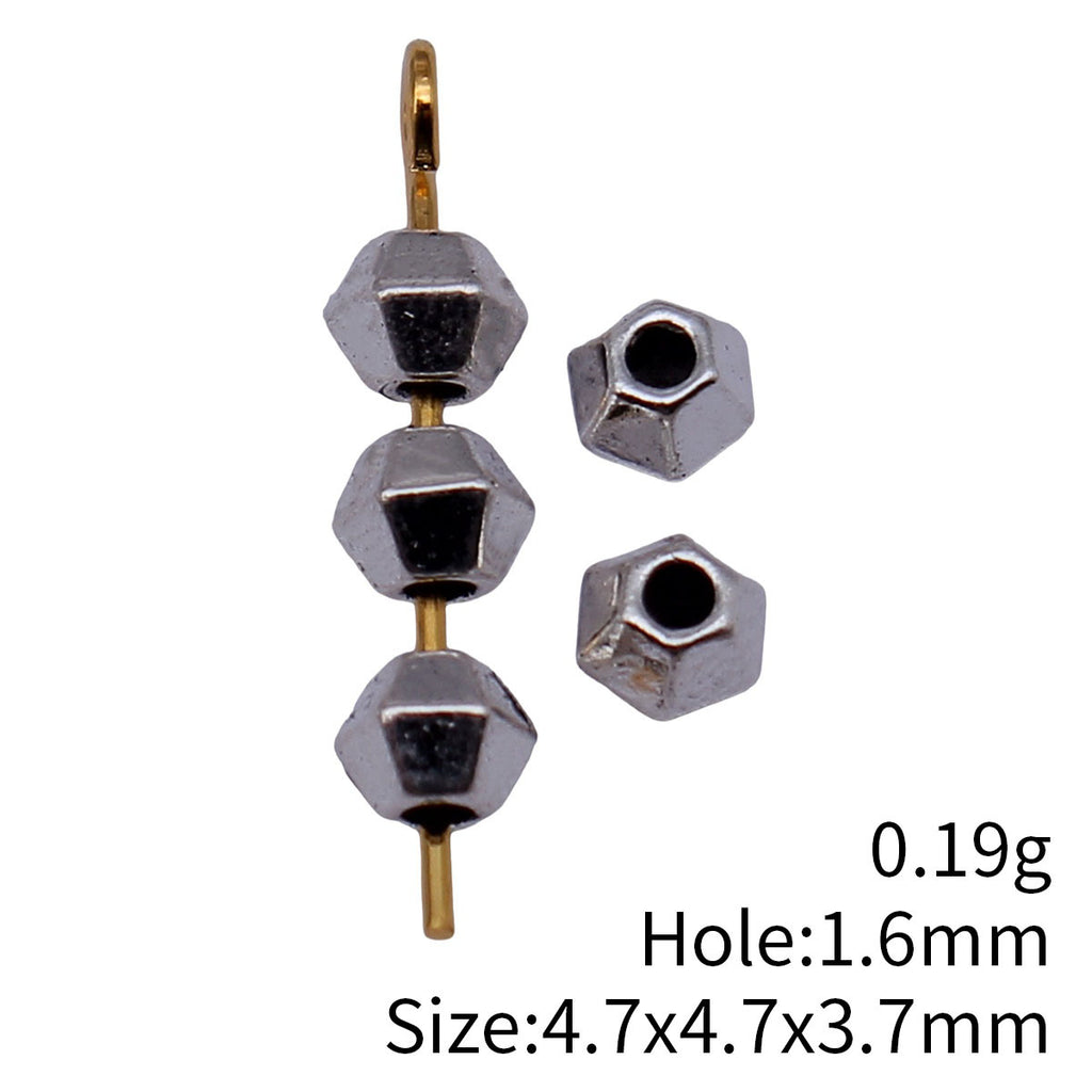 4.7x4.7x3.7mm 0.19g Multicolor Zinc Alloy Hexagon Geometric Polyhedron Loose Metal Beads for Bracelet Making