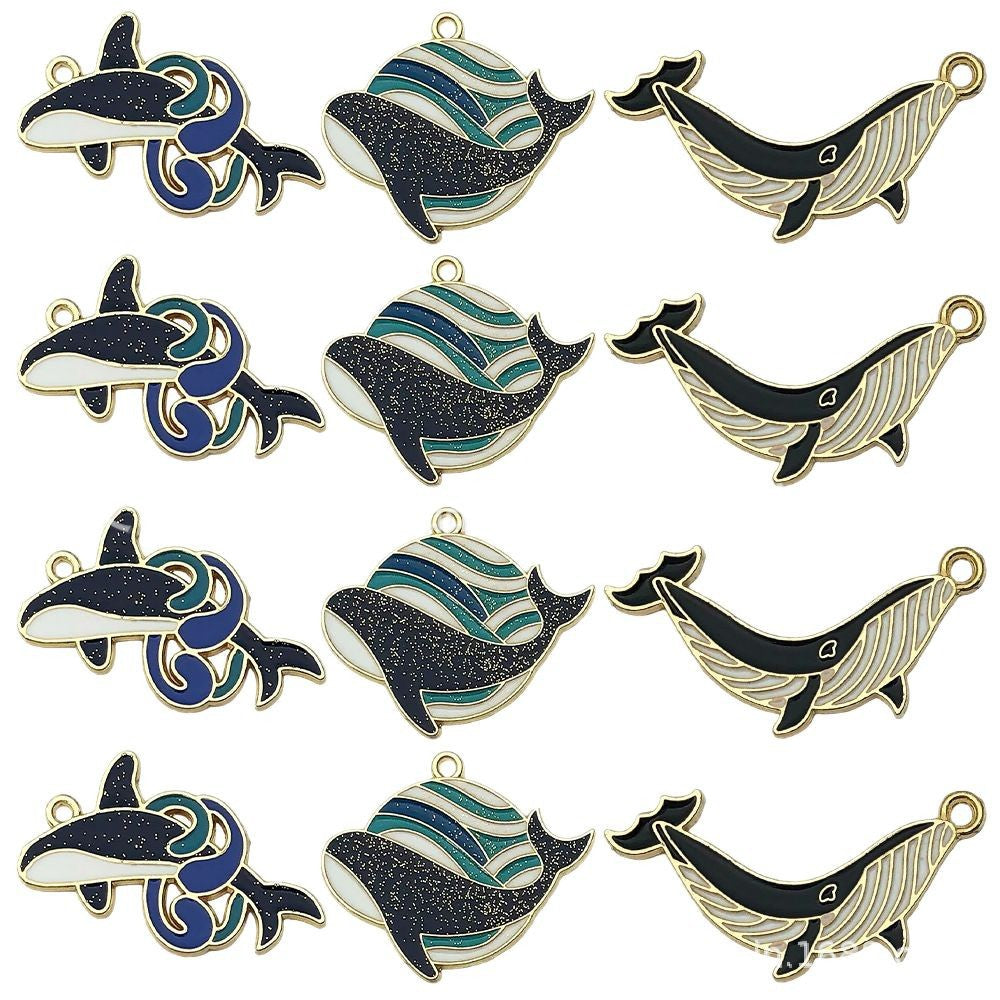 Enamel Zinc Alloy Dolphin Whale Charm Pendant for DIY Earring Necklace Keychain Jewelry