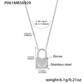 Heart Padlock Zircon Pendant Necklace Gold Or Steel Tone view 7