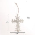 Silver Rhinestone Cross Bell Teardrop Metal Tree Ornaments view 5