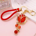 Jeweled Tulip Keychains with Bead Drops and Braided Wrist Loops view 1