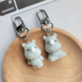 Gray Flocked Rhinoceros Keychains Standing Sitting 2 Styles view 2