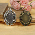 Oval Beaded Lace Pendant Trays in Three Metal Finishes view 1