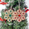 Six Petal Rhinestone Snowflake Ornament Green Red Clear view 1