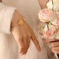 Gold Daisy Shell Open Soft Wire Cuff Bangle Bracelet view 6