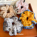 Openwork Yarn Flower Scrunchie Double Layer Hair Tie view 3
