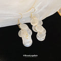 White Iridescent Shell Disc Cluster Statement Hook Earrings view 2