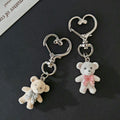 Flocked Teddy Bear Heart-Clasp Charms in Two Colors view 1