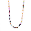 Multicolor Stone Pearl Beaded Necklace Gold Spacer Accents view 5