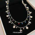 Layered Shell and Starfish Charm Necklace With Colored Beads view 4