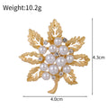 Maple Leaf Matte Crystal Pearl Look Two Designs Metal Brooch Pin view 2