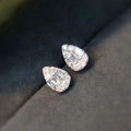 Pear Teardrop CZ Stud Earrings Gold and Silver Tone view 3