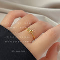 Gold Tone Sculpted Ribbon Bow Open Adjustable Ring For Women view 3