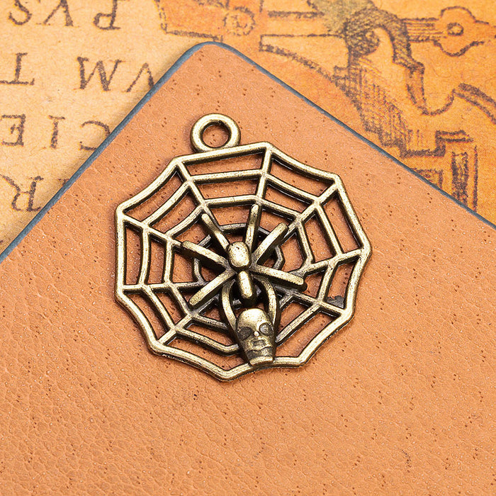 30x27mm Alloy Spider Web Skull Charm Pendant