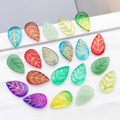 Gold Tone Edged Glass Leaf Charms in Ten Color Finishes view 3