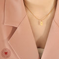 Gold Steel Rose Number 7 Dog Tag Snake Chain Necklaces view 3