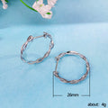 Textured Open Hoop Earrings in Silver Tone with Clear Crystal Details view 5