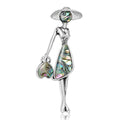 Abalone Shell Lady Brooch Hat Dress Handbag Silver Tone view 1