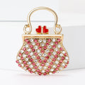 Crystal Handbag Brooch With Red Clasp in Pink or Blue view 2