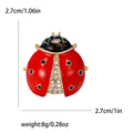 Red Enamel Ladybug Metal Brooch with Crystal Details view 6