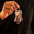 Orange Hoodie Skeleton Wooden Pendant Split Ring Keychain view 4