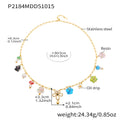 Gold Stainless Steel Paperclip Multi-Charm Resin Mushroom Necklace view 8