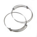 Polished Silver Tone Adjustable Wire Coil Bangle Bracelet view 1