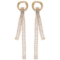 Crystal Disc Chain Tassel Drop Earrings in Gold and Silver Tones view 5