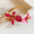 Open Dual Flower Enamel Cuff Bracelets Gold Silver view 12