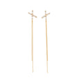 X Shaped Long Chain Threader Earrings in Two Colors view 5