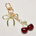 Resin Cherry Pair Charm Keychain with Gold Tone Hardware Accents view 6