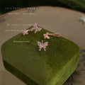 Rose Gold Pavé Crystal Dual Butterfly Ear Jacket Stud Earrings view 2