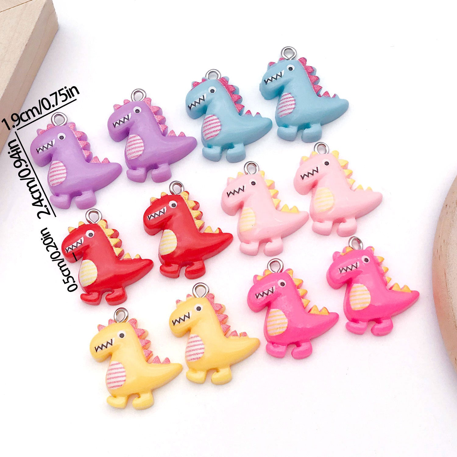 Resin Cartoon Dinosaur Charm Pendant for DIY Earrings Bracelet Necklace