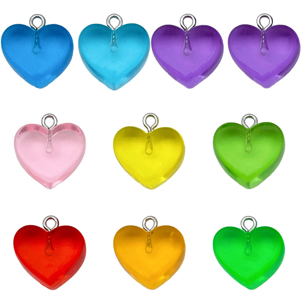Transparent Acrylic 3D Heart Charm Pendant for DIY Earrings Bracelet Necklace Jewelry