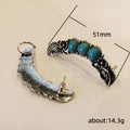 Antique Silver Tone Turquoise Color Leaf Clip Earrings view 5