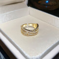 Cross X Multi Row Pave Open Adjustable Ring Silver Gold view 7
