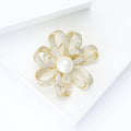 Pearl Center Ribbon Flower Brooch Decorative Metal Pin For Jackets And Lapels view 3