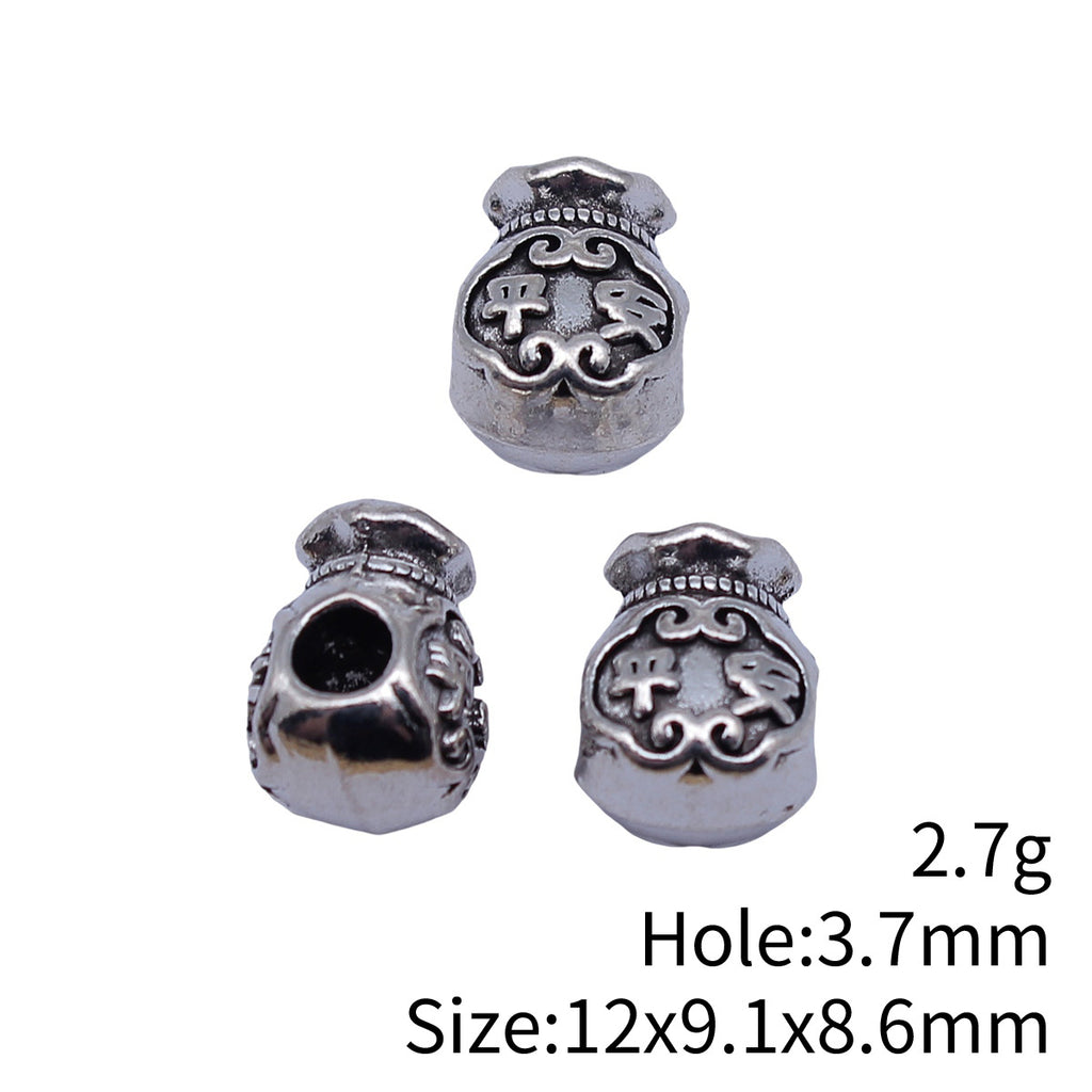12x9.1x8.6mm 2.7g Antique Silver Zinc Alloy Lucky Bag Large Hole Spacer Beads for DIY Bracelet Jewelry Making