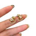 Gold Tone Crystal Rocking Horse Stud Earrings Fashion Earrings view 5
