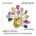 Crystal Peacock Brooch with Fan Tail in Two Colorways view 6