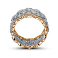Wide Two-Tone Woven Lattice Statement Ring With Clear Stones view 3