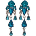 Crystal Teardrop Chandelier Stud Earrings with Polished Metal Details view 5