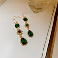 Green Crystal Floral Teardrop Hook Earrings Fashion Jewelry Accessories view 6