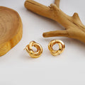 Twelve Gold Tone Sculptural Knot and Hoop Earring Collection view 5