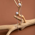 White Pearl Silver Snake Chain Tassel Drop Earrings view 2