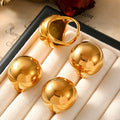 Large Polished Dome Ball Cocktail Rings Gold Or Silver view 2