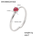 Open Adjustable Thin Band Ring Single Prong Zircon Stone Colors view 8